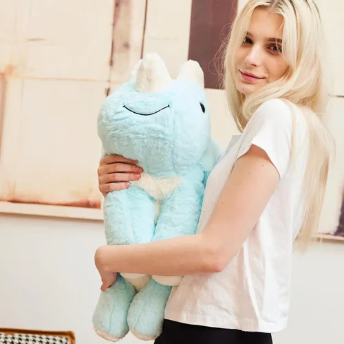 Vista 3 de uoozii Animales de peluche con peso de dinosaurio azul de 24 pulgadas 5 libras con almohadilla térmica sin perfume para microondas, lindo peluche