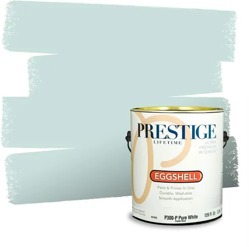 Vista 255 de Prestige Paints - Pintura exterior e imprimación en uno, 1 galón, plano, coincidencia comparable con Behr Misty Isle, P500-N-MQ5-62