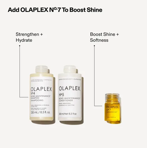 Vista 3 de Olaplex Kit de lavado y brillo para el cabello: Nº 4, 5, 7, Set de champú y acondicionador para limpiar, hidratar y controlar el encrespamiento