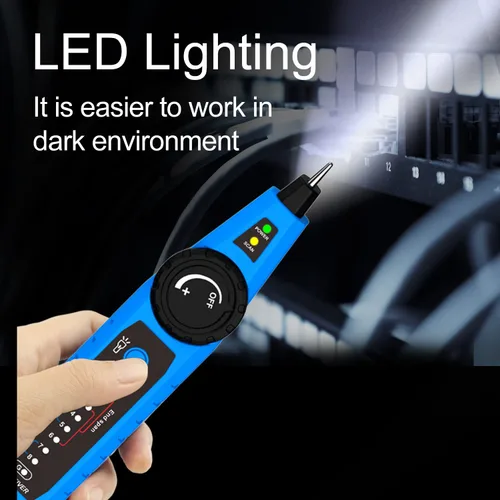 Vista 4 de Noyafa NF-810 Probador de cables de red multifuncional, rastreador de cables de red LAN Ethernet con luz LED, escaneo de línea de red, probador PoE