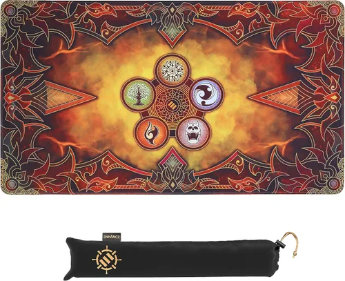 ENHANCE TCG Playmat - Tapete de juego de cartas de mesa con bordes cosidos, superficie lisa y bolsa de viaje con cordón, compatible con MTG, YuGiOh,