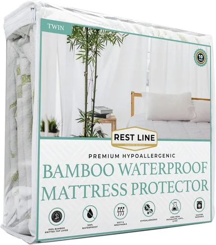 Tamaño individual | Protector de colchón impermeable | Hipoalergénico, funda de colchón refrescante, estilo sábana bajera de hasta 18 pulgadas de