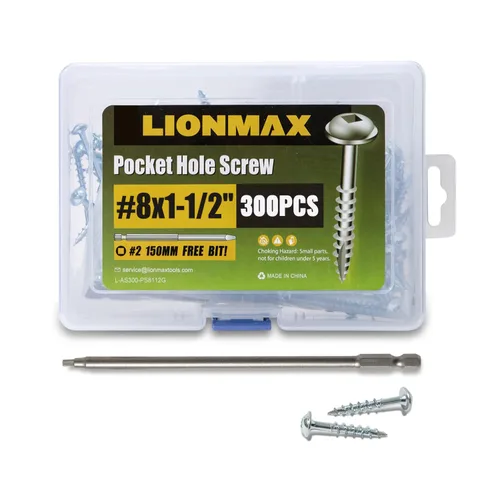 Vista 11 de LIONMAX Tornillos para agujeros de bolsillo, 1-1/2 pulgadas, 100 tornillos interiores #8 x 1-1/2", rosca gruesa, unidad cuadrada, cabezal