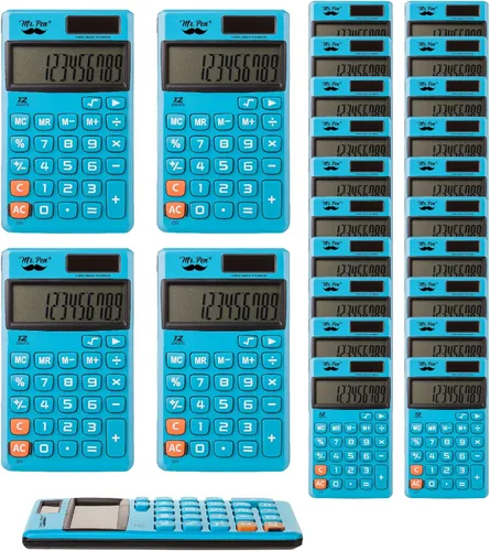 Vista 13 de Mr. Pen - Calculadora de función estándar, 12 dígitos, pequeña calculadora de bolsillo solar azul claro, portátil de oficina básica simple