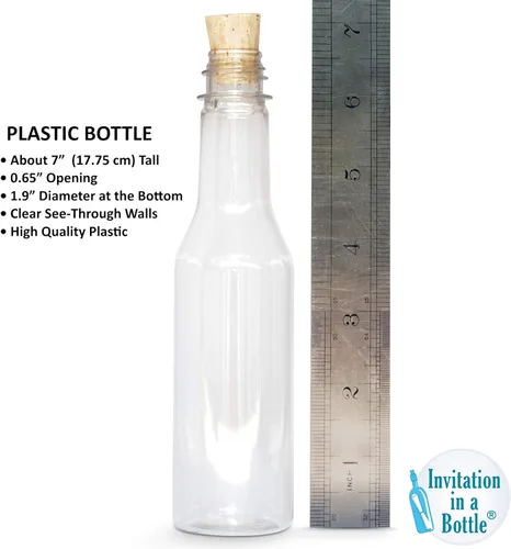 Vista 2 de Juego de 20 botellas de plástico y corchos, botellas de plástico PET transparente con corcho, botellas pequeñas con corcho y frascos pequeños