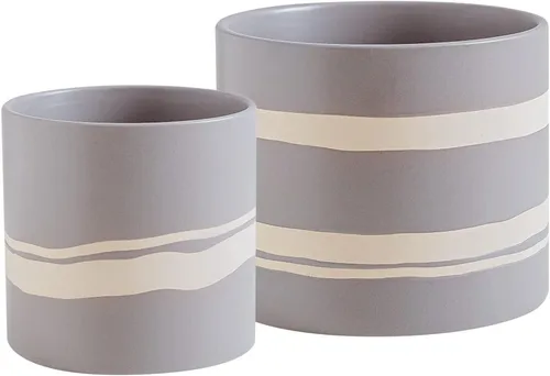 Vista 10 de Nihow Maceta moderna de cerámica – Maceta de 5 + 7 pulgadas para todas las plantas de interior – Macetas resistentes con orificio de drenaje