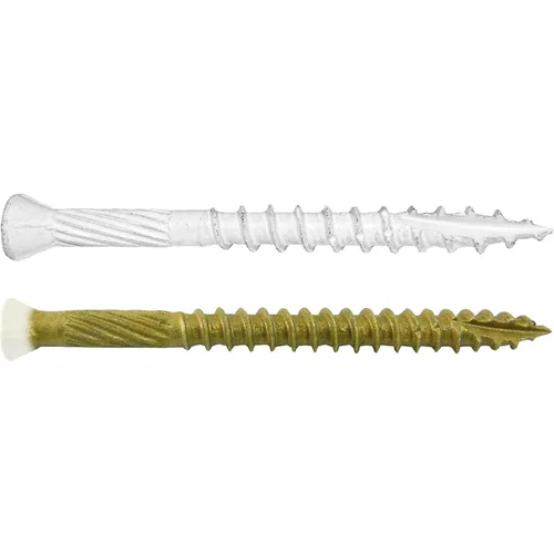 Vista 7 de #9 x 1-5/8" Bronce Estrella Exterior Recubierto Blanco Cabeza Tornillo Madera -Torx/Star Drive Head- Multiusos - 1 Libra - 158 Tornillos