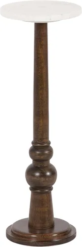 Vista 14 de Kate and Laurel Wegner Coastal - Mesa redonda de madera para bebidas, 8 x 23 pulgadas, encalada, elegante y duradera mesa de pedestal para uso como