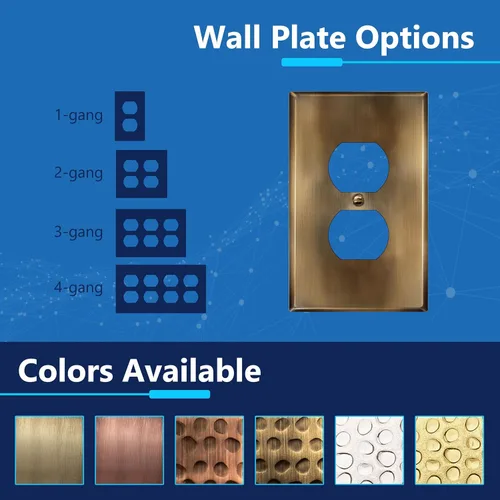 Vista 4 de LIDER Placa de pared de metal para receptáculo dúplex, cubierta de salida de acero inoxidable, resistente a la corrosión, tamaño mediano de 1