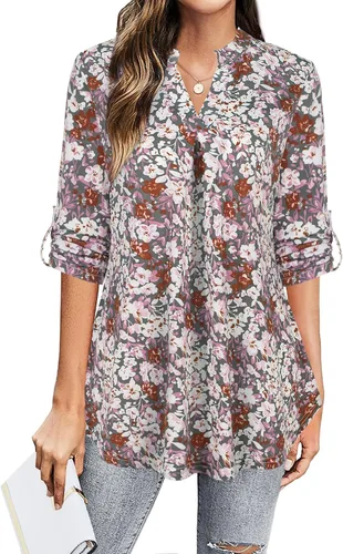 Vista 2 de BEPEI Blusas de manga 34 para mujer, cuello en V, camisas de trabajo de negocios