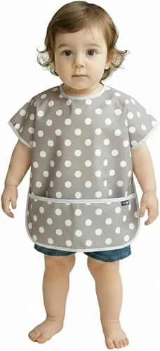 Vista 15 de Plie Short Sleeve Waterproof Bib for Toddlers – Easy Clean Feeding Apron for Mealtime, Daycare, Self-Feeding, Lightweight