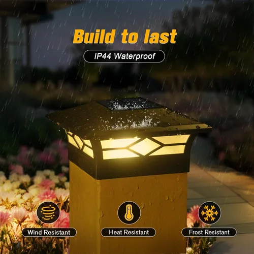 Vista 3 de Luces Solares para Tapas de Postes Exteriores Paquete de 12, Impermeables, Alimentadas por Energía Solar, Luces para Postes de Terraza y Valla