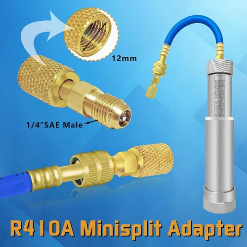 Vista 5 de Kit de prevención de reflujo del inyector de aceite de tinte AC, inyector de aceite de tinte HVAC con acoplador rápido a presión R134A, acoplador