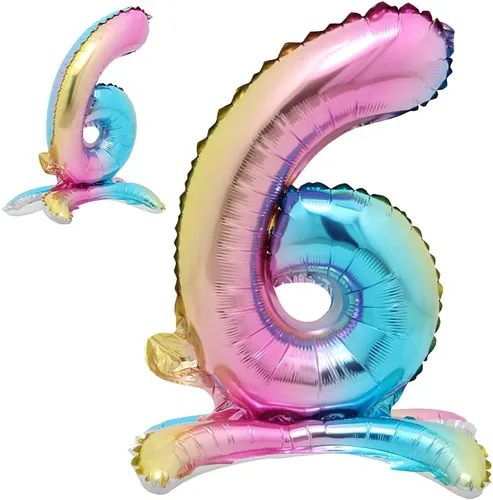 Vista 9 de Globos de helio de 40 pulgadas con degradado arcoíris de pie, colorido, tamaño grande, globos de helio para fiesta de cumpleaños, decoración