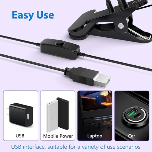 Vista 89 de AORAEM Lámpara LED UV para uñas: lámpara U V de cuello de cisne de doble cabeza para uñas de gel, luz LED de curación flash con 6 lupas para el Negro