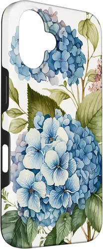 Vista 3 de Watercolour Vintage Blue Hydrangea with Flower Flower Case for iPhone 16