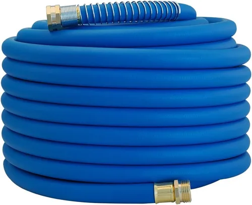 Vista 31 de WiseFlow Manguera de jardín de 3 pies x 5/8 pulgadas, manguera de goma resistente, manguera de agua con trenzado de cinco capas, accesorios macho
