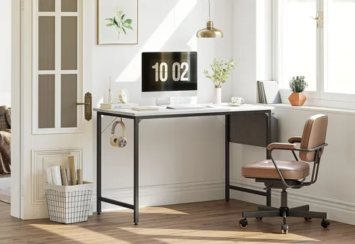 Vista 21 de CubiCubi Escritorio para computadora, escritorio pequeño de oficina en casa de 40 pulgadas, mesa de PC de estilo moderno y simple para el hogar