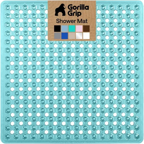 Vista 21 de GORILLA GRIP - Alfombrilla patentada para bañera y ducha, tapete lavable para el piso de la bañera, ventosas y orificios de drenaje para mantener