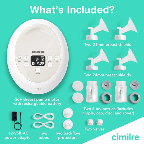 Vista 2 de Cimilre Extractor de leche recargable ajustable S6+, sesiones de bomba personalizables con múltiples velocidades de ciclo y niveles de succión