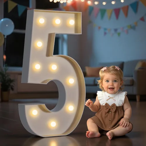 Vista 10 de Imprsv Números de marquesina iluminados de 3 pies para decoraciones de fiesta de cumpleaños 50, números de mosaico para globos, marco de globos