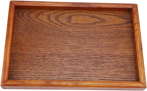 Vista 23 de Bandeja de madera para servir, bandeja rectangular de madera para té de frutas, aperitivos, platos de dulces, bandeja de mesa de café, organizador