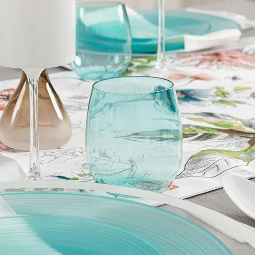 Vista 2 de PLASTICPRO Paquete de 6 Copas de Vino de Plástico Color Azul Aguamarina Sin Tallo Desechables de 12 oz Sin BPA Irrompibles Copas de Vino de Plástico