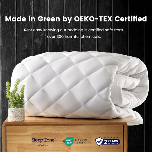 Vista 3 de SLEEP ZONE Protector de colchón Twin, Protector de colchón acolchado ajustable, Funda de colchón de bolsillo profundo que se estira hasta 21