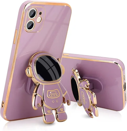 Vista 11 de Pepmune Funda compatible con iPhone 12 Bonita Diseño de Soporte de Astronauta en 3D Protección de Cámara A Prueba de Golpes Cubierta Trasera Suave