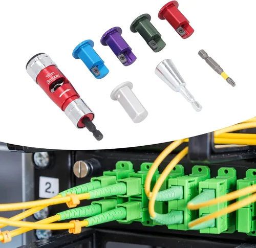 Vista 2 de WALFRONT Pelacables de taladro eléctrico, juego de herramientas de pelado de cables con tornado, para cables duros sólidos de 6, 8, 10, 12, 14 AWG