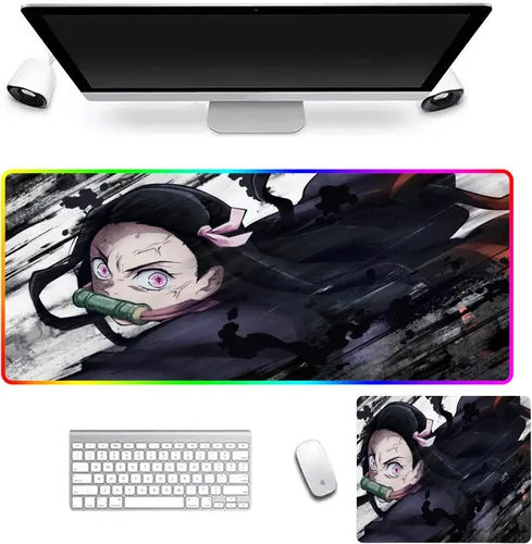 Mouse Pads Anime Game Large RGB Mouse Mats Desk Mat Gaming Gamer XXL Mause Pad LED Mousepad for PC Mice Keyboard Pad Carpet 24 inch x12 inch A7
