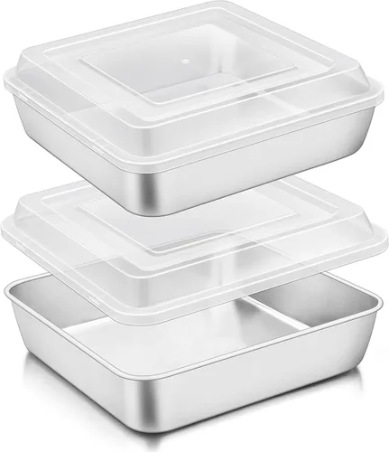 Vista 10 de TeamFar Molde cuadrado para tartas de 6 pulgadas, mini molde cuadrado de acero inoxidable para hornear asar, saludable y resistente, diseño de una
