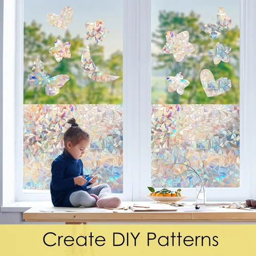 Vista 7 de STATINT - Película de privacidad para ventanas de vitral, bloqueo UV, adhesivos de vinilo no adhesivo para ventana de puerta del hogar, 17.3