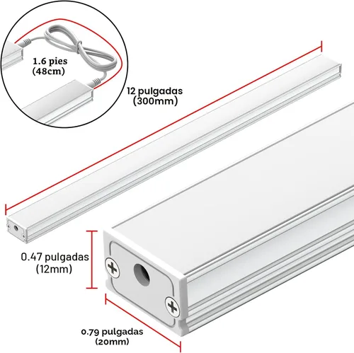 Vista 4 de ASOKO - Luces LED regulables para debajo del gabinete, 2700 K, 3 piezas de 12 pulgadas enlazables Blanco cálido 2700K