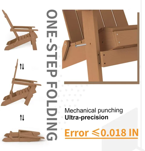 Vista 9 de MXIMU Silla Adirondack plegable para exteriores fácil de montar y cómodas sillas Adirondack, juego de 2 sillas de plástico compuesto para todo tipo