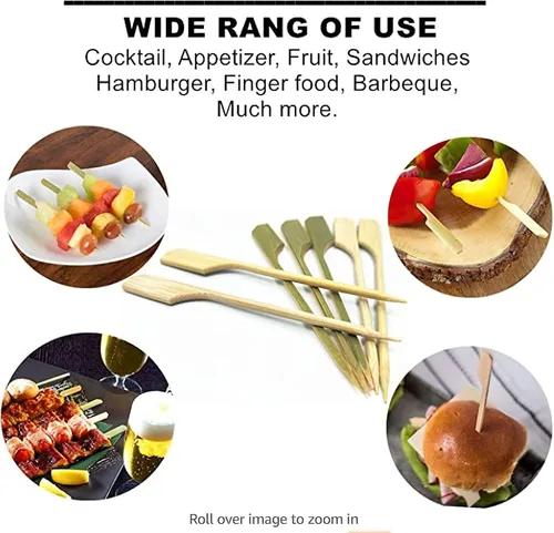 Vista 3 de Pinchos de madera de bambú de 4.7 pulgadas (260 unidades) para cócteles, palillos de cóctel para bebidas, palillos de dientes, aperitivos, barbacoa