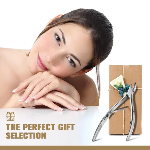 Vista 7 de FERYES - Corta cutículas con empujador, profesional 2 en 1, corta cutículas de 6 mm de mandíbula completa, herramienta de quitacutículas de acero