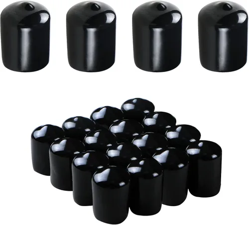 Aopin Cubierta de tapa de extremo redondo de goma de 0.71 pulgadas (0.709 in), protectores de rosca de tornillo de PVC flexible de tubería de