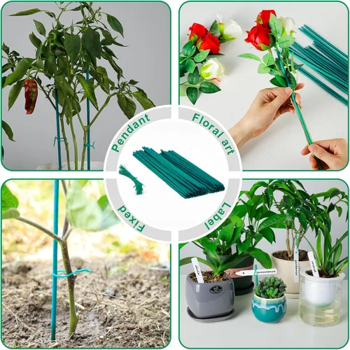 Vista 6 de PERSZEN Estacas para Plantas 50 PCS Varillas de Bambú Verde de Jardín Estacas de Soporte para Plantas de Interior y Exterior, Letrero de Madera