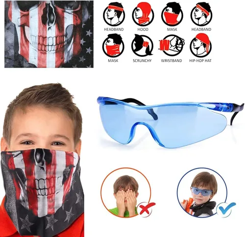 Vista 5 de Kit de chaleco táctico para niños Nerf Guns N-Strike Elite Series con 40 dardos de recambio de balas, 2 clips de recarga, bolsa de dardos, máscaras