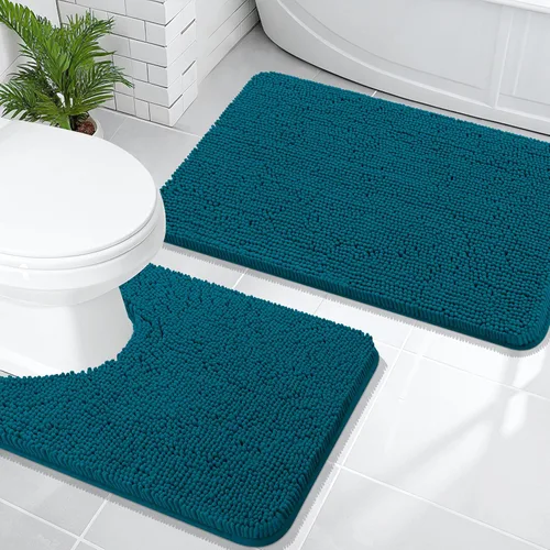 Vista 140 de OLANLY Juego de 2 alfombras de baño de felpilla suave y absorbente, antideslizantes, de secado rápido, lavables a máquina, accesorios de decoración