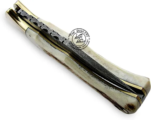 Vista 5 de Cuchillo de bolsillo plegable hecho a mano de acero de Damasco de 6.5 pulgadas, cuchillo de caza, accesorios de caza de supervivencia al aire libre