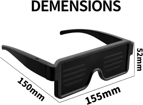 Vista 4 de Gafas LED dinámicas que brillan con luz LED recargable por USB, con luz intermitente de neón, 11 patrones, gafas luminosas