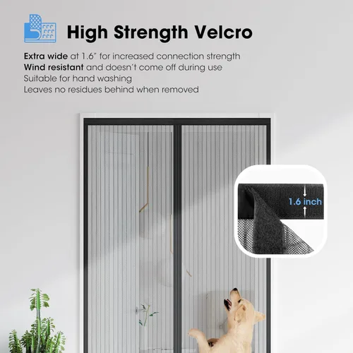 Vista 6 de Puerta mosquitera magnética, se adapta a puertas de 36 x 82 pulgadas, autosellante, resistente, partición de malla manos libres mantiene a