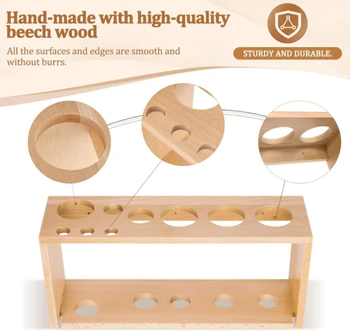 Vista 9 de Meifuly Estante de pared de herramientas de masaje de terapia de madera, estante de almacenamiento de herramientas de masaje, montaje en pared