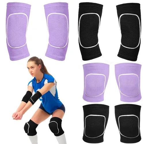 Vista 10 de Sosation Juego de 2 Coderas de Voleibol y Mangas para Rodilla y Brazo con Almohadilla de Protección, Accesorios Esenciales de Voleibol con Alta