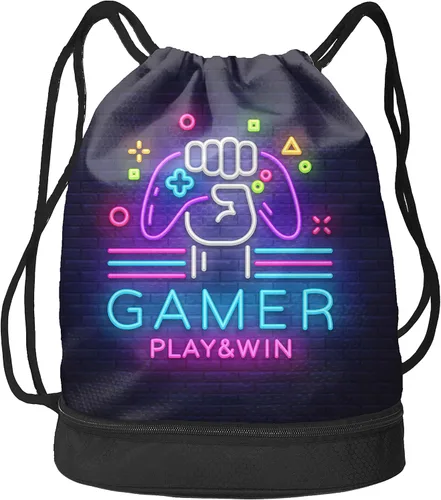 D-WOLVES Drawstring Backpack Bag Gym Sports String Sackpack Beach Daypack for Men & Women