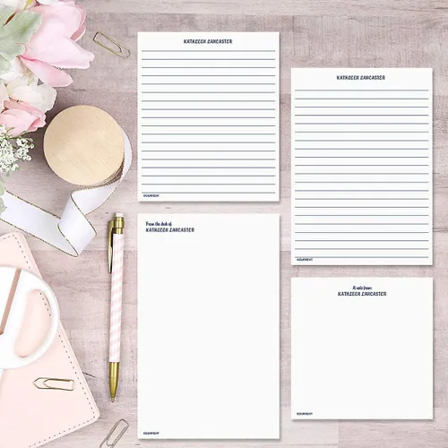 Vista 29 de Current Juego de 4 bloc de notas personalizado con inicial, 100 hojas, varios tamaños, ideal para listas de compras, listas de comestibles y regalos