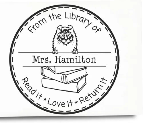 Vista 7 de Customized Return My Book Embosser with Don Sphynx Cat Design - Custom Please Return Book Embossed Stamp for Avid Readers and Book Lovers