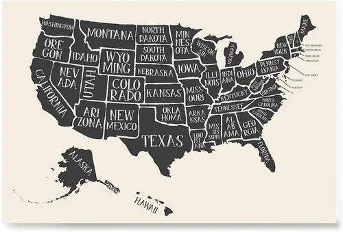 EzPosterPrints - Póster de mapa de los Estados Unidos con detalles de los diferentes estados, póster impreso, decoración para la escuela o el aula